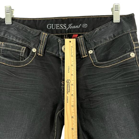 Guess Jeans Womens Size 27 Black Bootcut Denim Mid Rise Stretch Flare - Picture 4 of 8